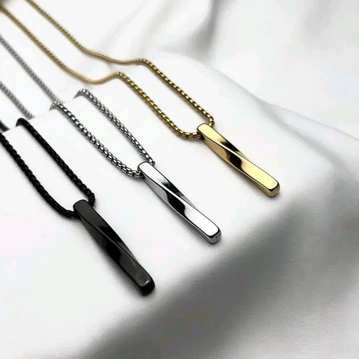 Stainless Steel Bar Pendant Necklace