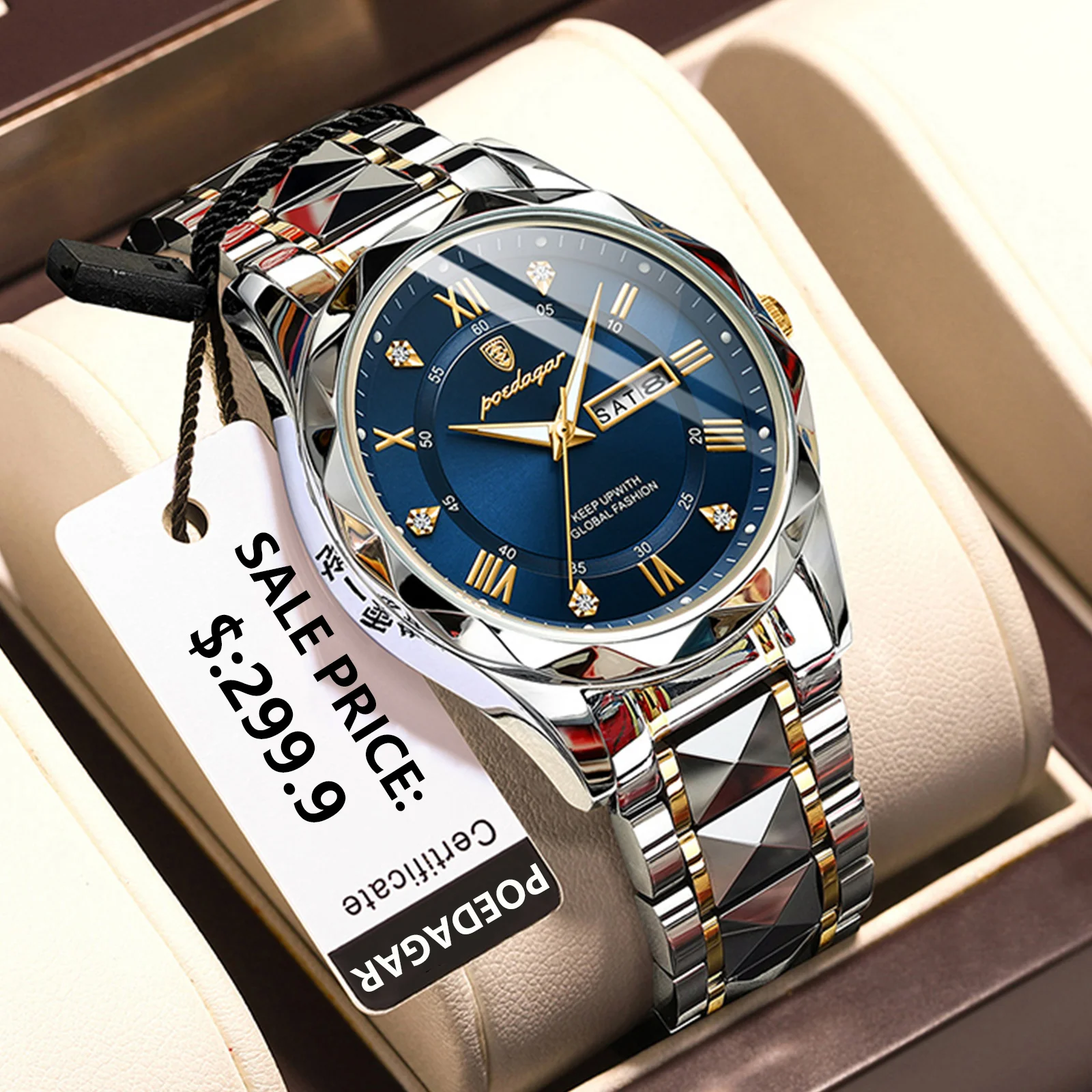 Poedagar Luxury Chronograph Watch – Full Gold